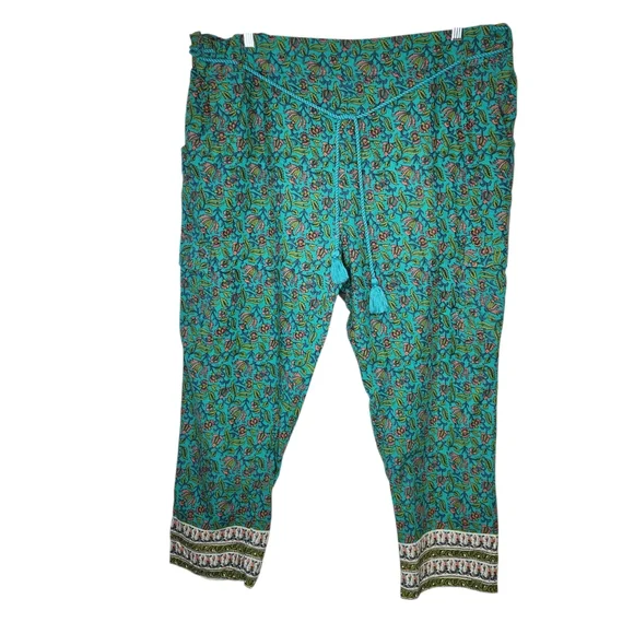 Sundance Vibrant Reef Pants Cargo Pockets Tassel Belt Size XXL - Picture 1 of 6